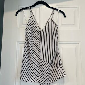 Trouvé white with navy and grey stripes tank